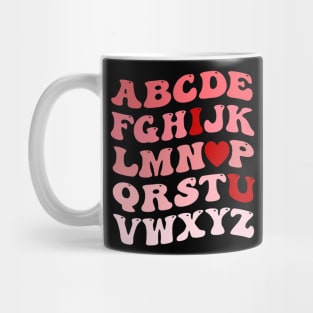 Funny Valentines Day Alphabet ABC I Love U Heart Teacher Mug